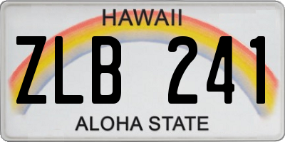 HI license plate ZLB241