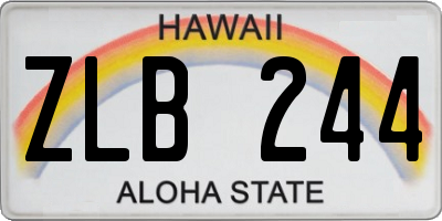 HI license plate ZLB244