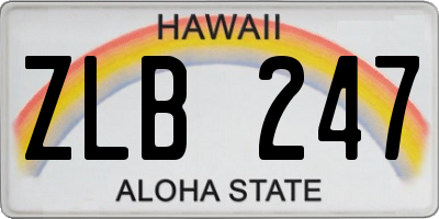 HI license plate ZLB247