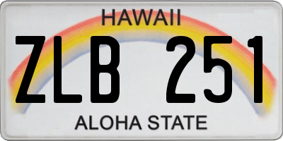 HI license plate ZLB251