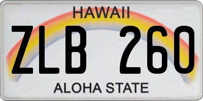 HI license plate ZLB260