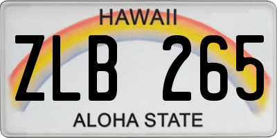 HI license plate ZLB265