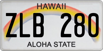 HI license plate ZLB280