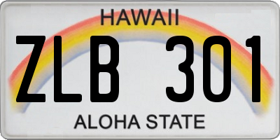 HI license plate ZLB301