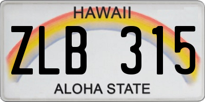 HI license plate ZLB315