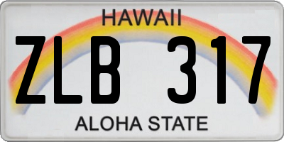 HI license plate ZLB317