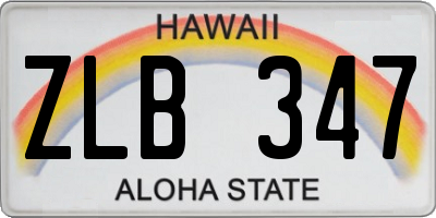 HI license plate ZLB347