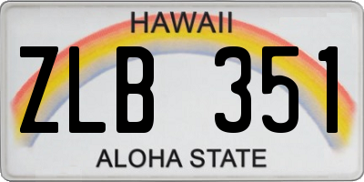 HI license plate ZLB351