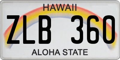 HI license plate ZLB360