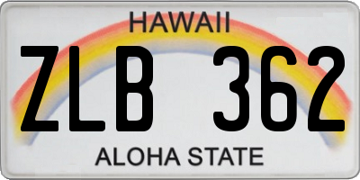 HI license plate ZLB362