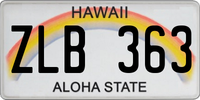 HI license plate ZLB363