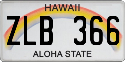 HI license plate ZLB366