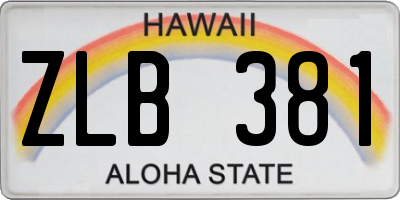 HI license plate ZLB381