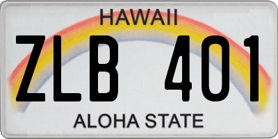 HI license plate ZLB401