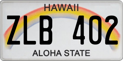 HI license plate ZLB402