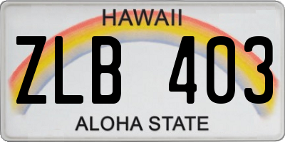 HI license plate ZLB403