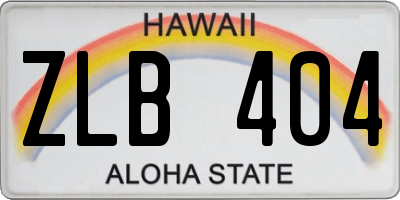 HI license plate ZLB404
