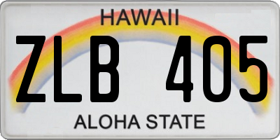 HI license plate ZLB405