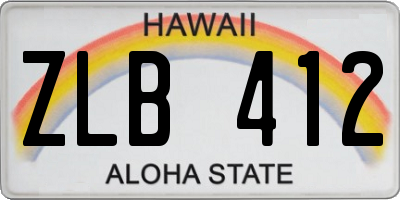 HI license plate ZLB412
