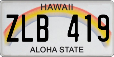 HI license plate ZLB419