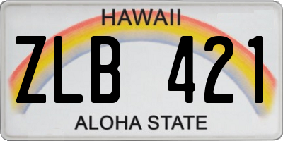 HI license plate ZLB421