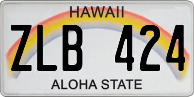 HI license plate ZLB424