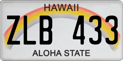 HI license plate ZLB433