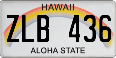HI license plate ZLB436