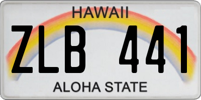 HI license plate ZLB441