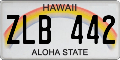 HI license plate ZLB442