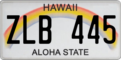 HI license plate ZLB445