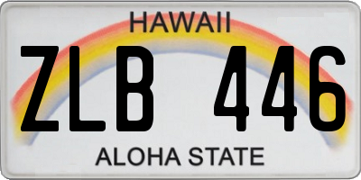 HI license plate ZLB446