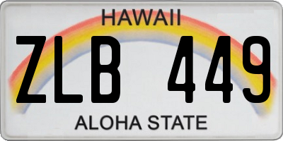 HI license plate ZLB449