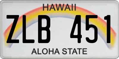 HI license plate ZLB451