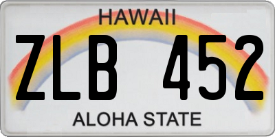 HI license plate ZLB452