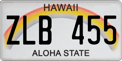 HI license plate ZLB455