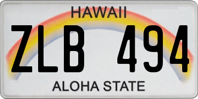 HI license plate ZLB494