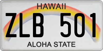 HI license plate ZLB501