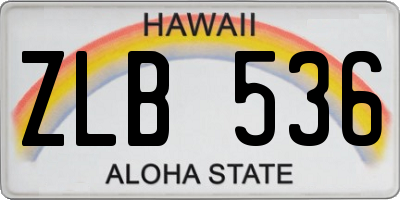 HI license plate ZLB536