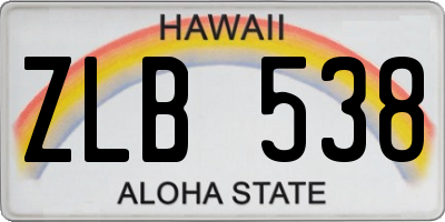 HI license plate ZLB538