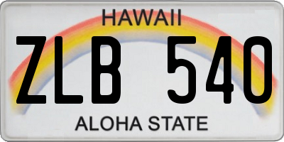 HI license plate ZLB540