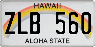 HI license plate ZLB560