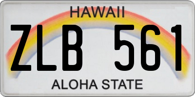 HI license plate ZLB561