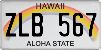 HI license plate ZLB567