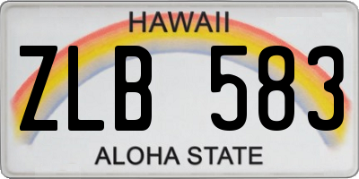 HI license plate ZLB583