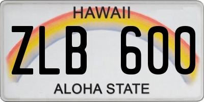 HI license plate ZLB600