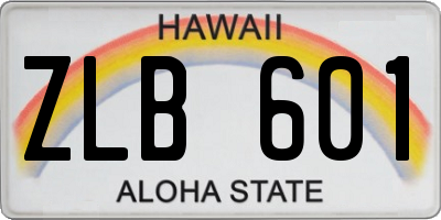 HI license plate ZLB601