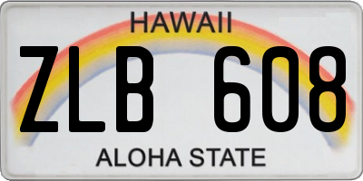 HI license plate ZLB608