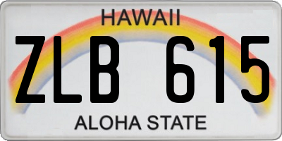 HI license plate ZLB615
