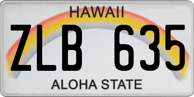 HI license plate ZLB635